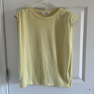 The Frankie Shop LightYellow Eva Shoulder Pad Sleeveless Round neck T-shirt XS